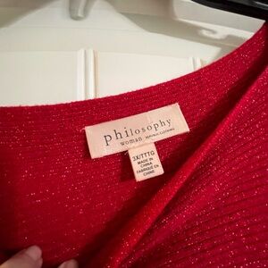 Philosophy Shimmering Red Knit Top